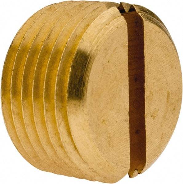 Parker - 3/8 Male Thread, Brass Industrial Pipe Slotted Plug - MNPTF, 1,000 psi - Americas Industrial Supply