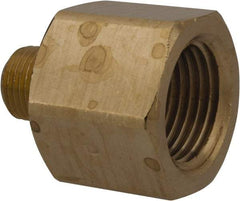 Parker - 1/8 Male Thread x 3/8 Female Thread, Brass Industrial Pipe Adapter - MNPTF x FNPTF, 1,000 psi - Americas Industrial Supply