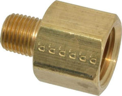 Parker - 1/4 Male Thread x 1/2 Female Thread, Brass Industrial Pipe Adapter - MNPTF x FNPTF, 1,000 psi - Americas Industrial Supply
