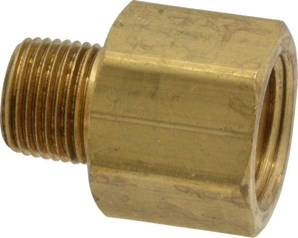 Parker - 3/8 Male Thread x 1/2 Female Thread, Brass Industrial Pipe Adapter - MNPTF x FNPTF, 1,000 psi - Americas Industrial Supply
