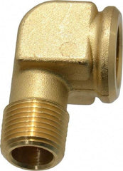 Parker - 3/8 Male Thread x 3/8 Female Thread, Brass Industrial Pipe 90° Street Elbow - MNPTF x FNPTF, 1,000 psi - Americas Industrial Supply