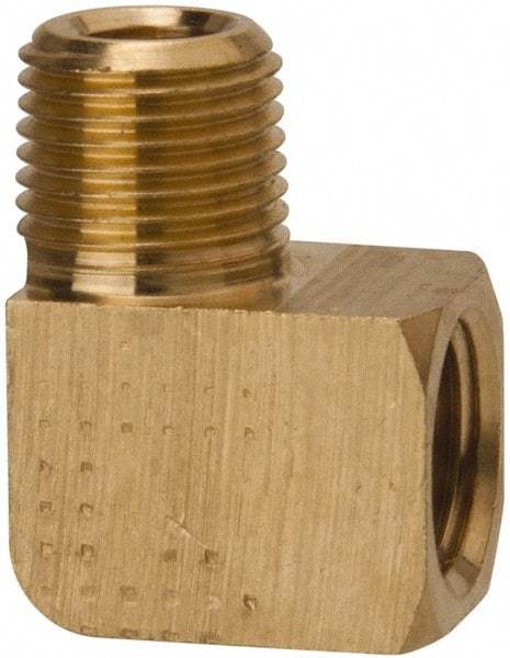 Parker - 1/8 Male Thread x 1/8 Female Thread, Brass Industrial Pipe 90° Street Elbow - MNPTF x FNPTF, 1,000 psi - Americas Industrial Supply