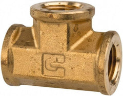 Parker - 1/4 Female Thread, Brass Industrial Pipe Female Tee - FNPTF, 1,000 psi - Americas Industrial Supply