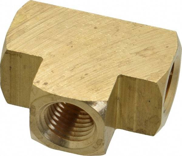 Parker - 1/4 Female Thread, Brass Industrial Pipe Female Tee - FNPTF, 1,000 psi - Americas Industrial Supply