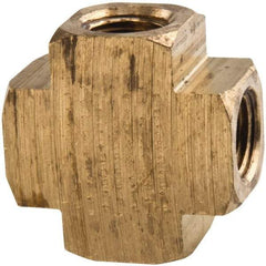 Parker - 1/8 Female Thread, Brass Industrial Pipe Female Cross - FNPTF, 1,000 psi - Americas Industrial Supply