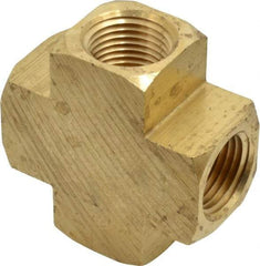 Parker - 1/2 Female Thread, Brass Industrial Pipe Female Cross - FNPTF, 1,000 psi - Americas Industrial Supply