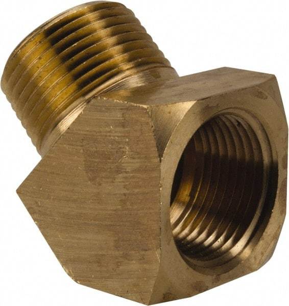 Parker - 3/4 Male Thread x 3/4 Female Thread, Brass Industrial Pipe 45° Street Elbow - MNPTF x FNPTF, 1,000 psi - Americas Industrial Supply