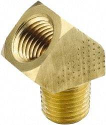 Parker - 1/4 Male Thread x 1/4 Female Thread, Brass Industrial Pipe 45° Street Elbow - MNPTF x FNPTF, 1,000 psi - Americas Industrial Supply