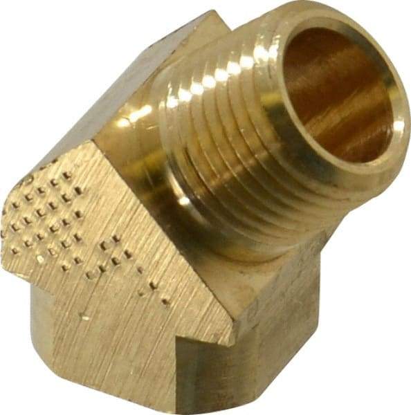 Parker - 3/8 Male Thread x 3/8 Female Thread, Brass Industrial Pipe 45° Street Elbow - MNPTF x FNPTF, 1,000 psi - Americas Industrial Supply