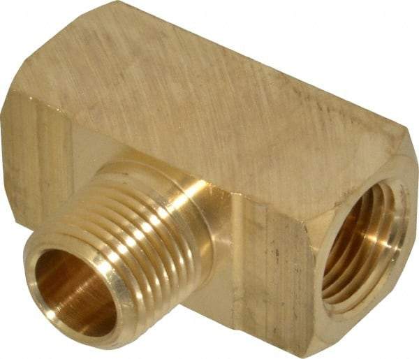 Parker - 1/2 Male Thread x 1/2 Female Thread, Brass Industrial Pipe Male Branch Tee - MNPTF x FNPTF, 1,000 psi - Americas Industrial Supply