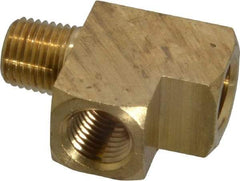 Parker - 1/4 Male Thread x 1/4 Female Thread, Brass Industrial Pipe Street Tee - MNPTF x FNPTF, 1,000 psi - Americas Industrial Supply