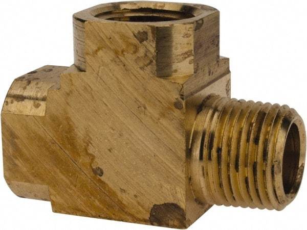 Parker - 3/8 Male Thread x 3/8 Female Thread, Brass Industrial Pipe Street Tee - MNPTF x FNPTF, 1,000 psi - Americas Industrial Supply