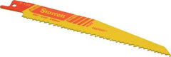 Starrett - 6" Long x 3/4" Thick, Bi-Metal Reciprocating Saw Blade - Tapered Profile, 6 to 10 TPI, Toothed Edge, Universal Shank - Americas Industrial Supply