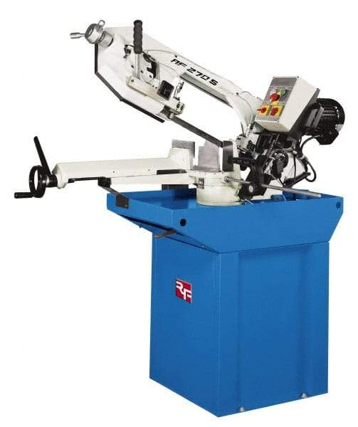 Enco - 9-3/8 x 6-1/4" Max Capacity, Manual Geared Head Horizontal Bandsaw - 138 & 276 SFPM Blade Speed, 220 Volts, 45 & 60°, 1.5 hp, 3 Phase - Americas Industrial Supply