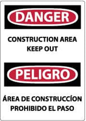NMC - "Danger - Construction Area - Keep Out", 20" Long x 14" Wide, Rigid Plastic Safety Sign - Rectangle, 0.05" Thick, Use for Security & Admittance - Americas Industrial Supply