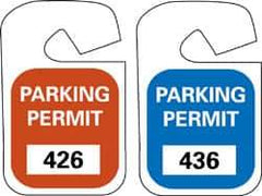 NMC - 4-3/4 Inch High x 2-3/4 Inch Wide, PARKING PERMIT Parking/Vehicle Hang Tag - 1 Side, Unrippable Vinyl, Red - Americas Industrial Supply