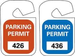 NMC - 4-3/4 Inch High x 2-3/4 Inch Wide, PARKING PERMIT Parking/Vehicle Hang Tag - 1 Side, Unrippable Vinyl, Red - Americas Industrial Supply