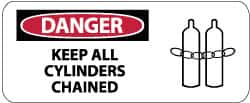 NMC - "Danger - Keep All Cylinders Chained", 7" Long x 17" Wide, Rigid Plastic Safety Sign - Rectangle, 0.05" Thick, Use for Accident Prevention - Americas Industrial Supply