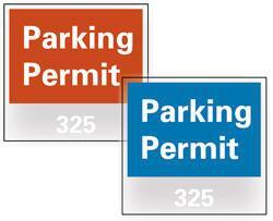 NMC - Parking Permit (101-200), 3 Inch Wide x 3 Inch High, Vinyl Traffic Sign - Blue, Square - Americas Industrial Supply