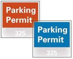 NMC - Parking Permit (201-300), 3 Inch Wide x 3 Inch High, Vinyl Traffic Sign - Blue, Square - Americas Industrial Supply