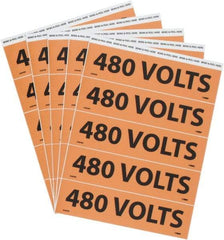 NMC - Electrical Markers Label - Legend: 480 Volts, English, Black & Orange, 9" Long x 2-1/4" High, Sign Muscle Finish - Americas Industrial Supply