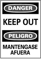NMC - "Danger - Keep Out", 20" Long x 14" Wide, Pressure-Sensitive Vinyl Safety Sign - Rectangle, 0.004" Thick, Use for Accident Prevention - Americas Industrial Supply
