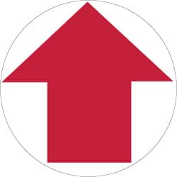 NMC - Anti-Skid Pressure-Sensitive Vinyl Floor Sign - Round, Red on White, Adhesive Backed, For Exit, Entrance & Directional - Americas Industrial Supply