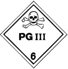 NMC - Safety & Facility Label - Legend: PG III, English, Black & White, 4" Long x 4" High, Sign Muscle Finish - Americas Industrial Supply