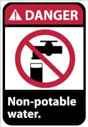 NMC - "Danger - Non-Potable Water", 14" Long x 10" Wide, Aluminum Safety Sign - Rectangle, 0.04" Thick, Use for Restroom, Janitorial & Housekeeping - Americas Industrial Supply