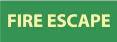 NMC - Fire Escape, Plastic Fire Sign - 14" Wide x 5" High, Glow-in-the-Dark - Americas Industrial Supply