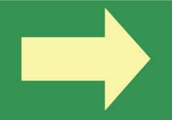 NMC - Right Arrow (Graphic), Plastic Exit Sign - 10" Wide x 7" High, Glow-in-the-Dark - Americas Industrial Supply