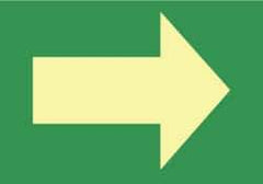 NMC - Right Arrow (Graphic), Pressure Sensitive Vinyl Exit Sign - 10" Wide x 7" High, Glow-in-the-Dark - Americas Industrial Supply