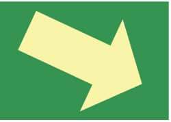 NMC - Right Down Arrow (Graphic), Plastic Exit Sign - 10" Wide x 7" High, Glow-in-the-Dark - Americas Industrial Supply