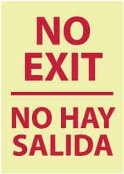 NMC - No Exit, Plastic Exit Sign - 14" Wide x 20" High, English/Spanish, Glow-in-the-Dark - Americas Industrial Supply