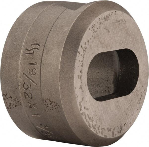 Cleveland Steel Tool - 1-3/32 Inch Long x 19/32 Inch Wide Oblong Ironworker Die - 1-13/16 Inch Head Diameter, 1-1/8 Inch Head Height - Americas Industrial Supply