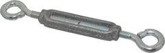 Made in USA - 96 Lb Load Limit, 5/16" Thread Diam, 2-9/16" Take Up, Malleable Iron Eye & Eye Turnbuckle - 3-7/16" Body Length, 7/32" Neck Length, 6-3/4" Closed Length - Americas Industrial Supply