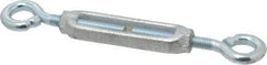Made in USA - 144 Lb Load Limit, 3/8" Thread Diam, 2-7/8" Take Up, Malleable Iron Eye & Eye Turnbuckle - 3-7/8" Body Length, 1/4" Neck Length, 7-1/2" Closed Length - Americas Industrial Supply