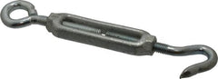 Made in USA - 144 (Eye) & 174 (Hook) Lb Load Limit, 3/8" Thread Diam, 2-7/8" Take Up, Malleable Iron Hook & Eye Turnbuckle - 3-7/8" Body Length, 1/4" Neck Length, 7-1/2" Closed Length - Americas Industrial Supply