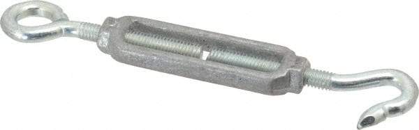 Made in USA - 112 (Hook) & 96 (Eye) Lb Load Limit, 5/16" Thread Diam, 2-9/16" Take Up, Aluminum Hook & Eye Turnbuckle - 3-7/16" Body Length, 7/32" Neck Length, 6-3/4" Closed Length - Americas Industrial Supply