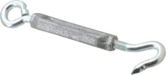 Made in USA - 144 (Eye) & 174 (Hook) Lb Load Limit, 3/8" Thread Diam, 2-7/8" Take Up, Aluminum Hook & Eye Turnbuckle - 3-7/8" Body Length, 1/4" Neck Length, 7-1/2" Closed Length - Americas Industrial Supply