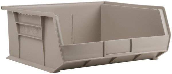 Akro-Mils - 75 Lb. Load Capacity, 14-3/4" Deep, Gray Polymer Hopper Stacking Bin - 7" High x 16-1/2" Wide x 14-3/4" Long - Americas Industrial Supply