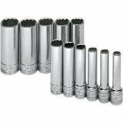 SK - 1/4" Drive Deep Socket Set - 5 to 14mm, Metric Measurement Standard - Americas Industrial Supply