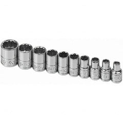 SK - 1/4" Drive Standard Socket Set - 3/16 to 9/16", Inch Measurement Standard - Americas Industrial Supply