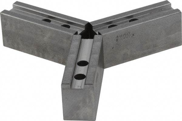 Abbott Workholding Products - 1.5mm x 60° Serrated Attachment, Square Soft Lathe Chuck Jaw - 3 Jaws, Steel, 1.1811" Btw Mount Hole Ctrs, 4-1/2" Long x 1-1/2" Wide x 2" High, 0.6299" Groove, 0.4724" & 12mm Fastener - Americas Industrial Supply