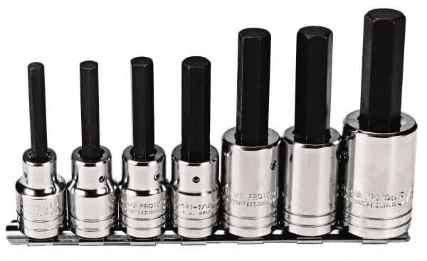 Proto - 7 Piece 1/2" Drive Inch Hex Bit Socket Set - 1/4 to 5/8" Hex - Americas Industrial Supply