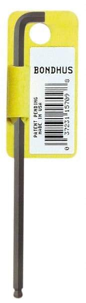 Bondhus - 3/8" Hex, Short Arm, Ball End Hex Key - 7-1/8" OAL, Protanium High Torque Steel, Inch System of Measurement - Americas Industrial Supply