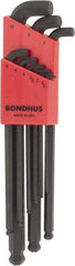 Bondhus - 9 Piece L-Key Ball End Hex Key Set - Hex Range 1.5 to 10mm - Americas Industrial Supply