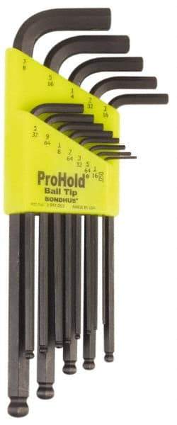 Bondhus - 13 Piece L-Key Ball End Hex Key Set - Hex Range 0.05 to 3/8" - Americas Industrial Supply