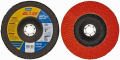 Norton - 40 Grit, 7" Disc Diam, 7/8" Center Hole, Type 29 Ceramic Flap Disc - 8,500 Max RPM, Fiberglass Backing, Arbor Attaching System, Coated - Americas Industrial Supply