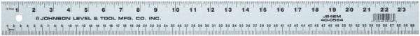 Johnson Level & Tool - 48" Long, 1/8, 1/16" and 2mm Graduation, Aluminum Rule - English/Metric Graduation Style, Gray, Anodized Finish - Americas Industrial Supply